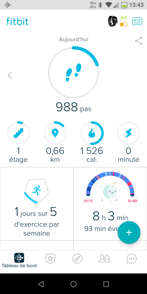 Interface application Fitbit